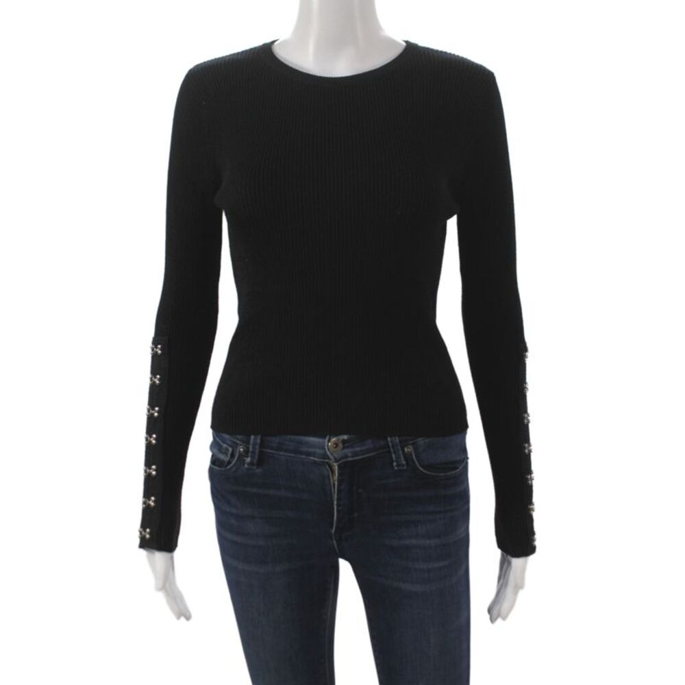 Zara Women Black Crew Neck Pullover Sweater Long Sleeve Size M